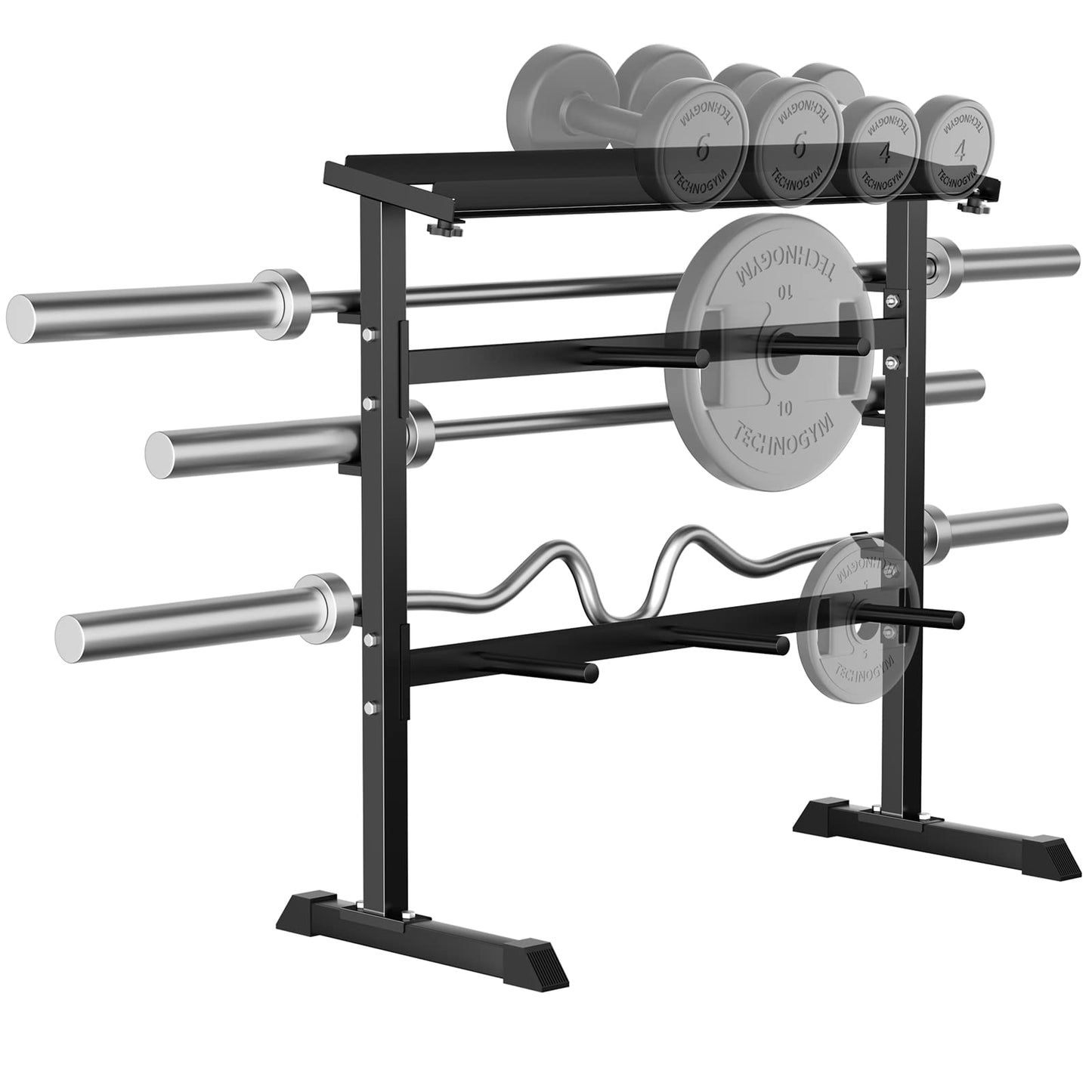 UBOWAY Compact Dumbbell Rack Stand Barbell Rack: Weight rack for Dumbbells, Olympic Barbell Bar, Olympic Weight Plates - Weight Storage Rack for Strength Training Home Gym Fitness Exercise Equipment