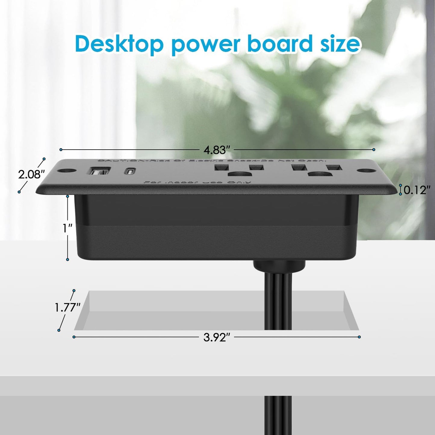 Jgstkcity 20W,Flat Grommet,10ft Recessed Power Strip USB C Plug Ultra Thin Extension Cord,Furniture Desktop Charging