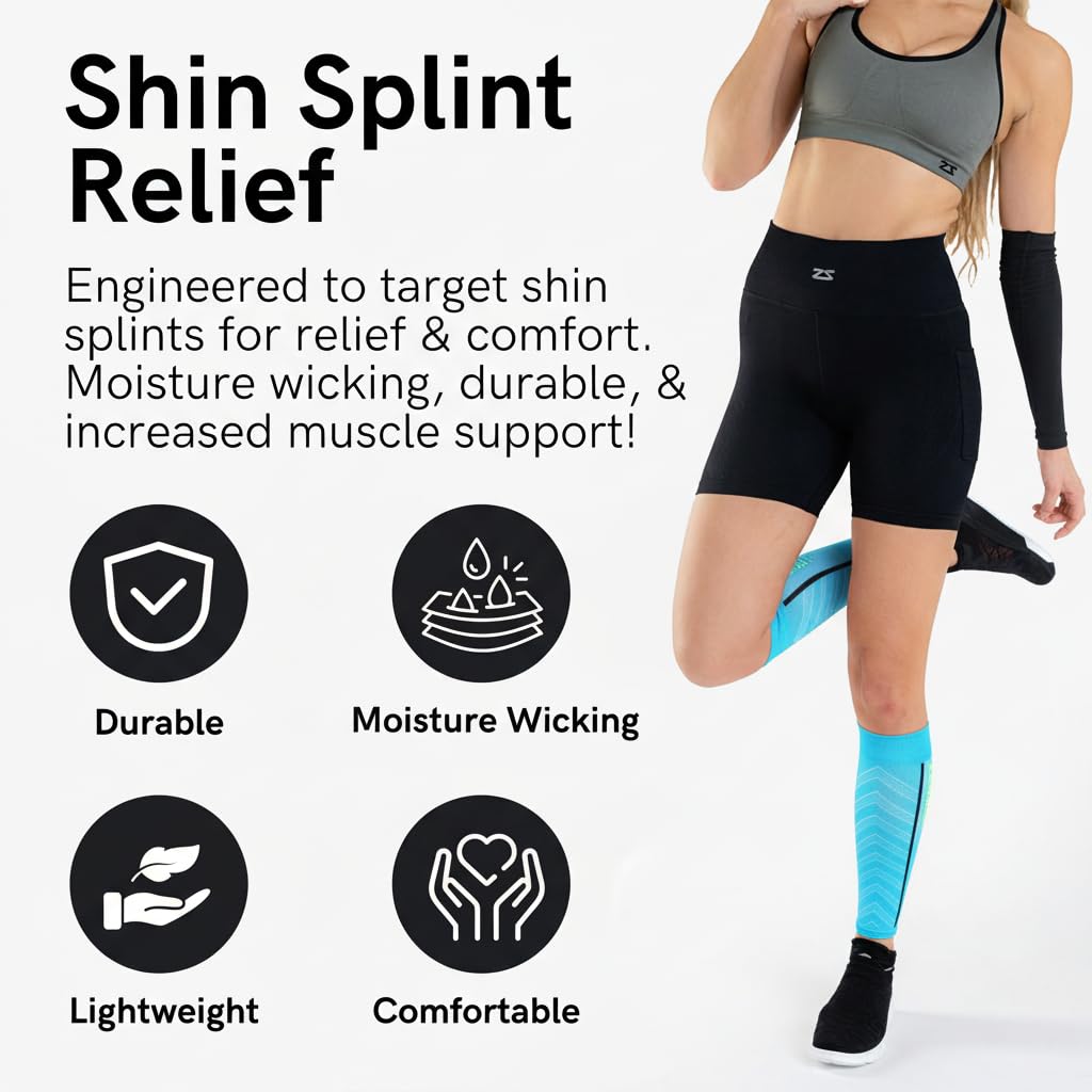 Zensah Featherweight Compression Leg Sleeves - Relieve Shin Splints, Calf Strains (Fuchsia, Small)