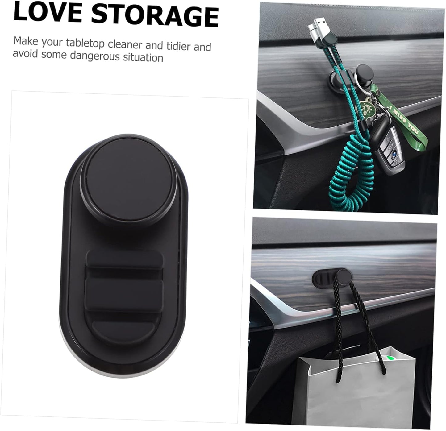 MERRYHAPY Car Mounted Cable Holders Versatile Storage Clip for Data Cables Keys and Trash Bags Compact Adhesive