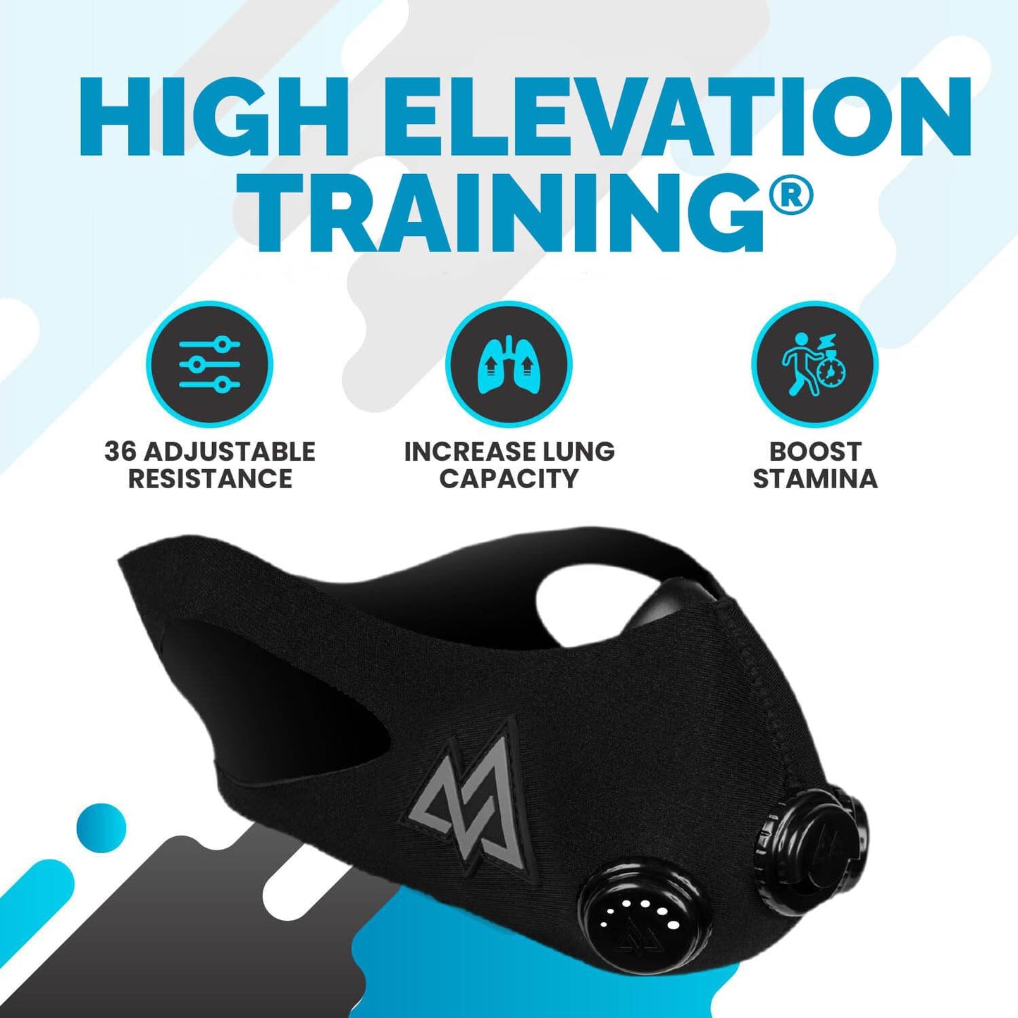 TRAININGMASK - Elevation Training Mask 2.0 Blackout - Fitness Mask, Workout Mask (Medium)
