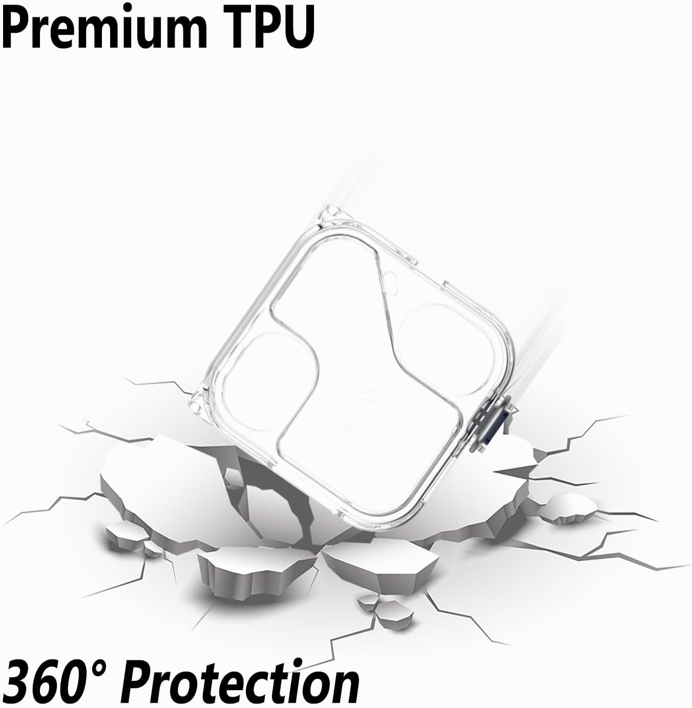 Geiomoo (3), TPU Case for Nothing Ear Soft Flexible Scratch Resistant Protective Cover with Carabiner (Clear)