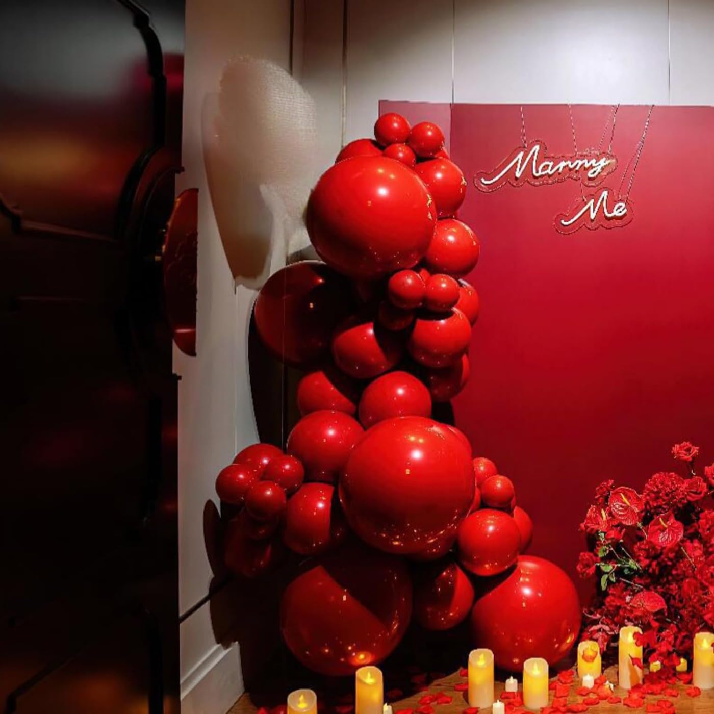 PartySoon 147 Pcs Red Balloons Arch Kit Red Balloon Different Sizes for Valentine's Decorations Birthday Party Gender Reveal Baby Shower Wedding Anniversary Bridal Decorations