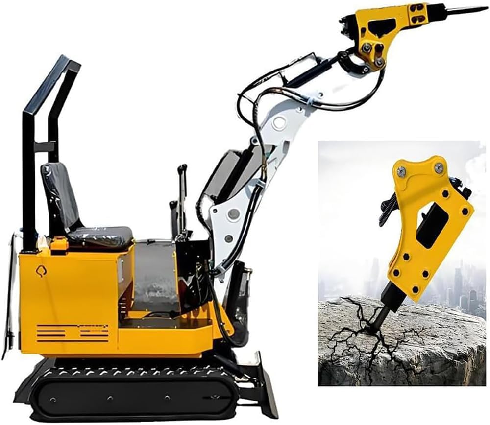 Danett 0.8-3Ton Mini Excavator Hydraulic Hammer Breaker – High-Performance Demolition Tool with 2 Chisels, Nitrogen Kit & Hydraulic Hoses for Concrete, Rock, Frozen Ground