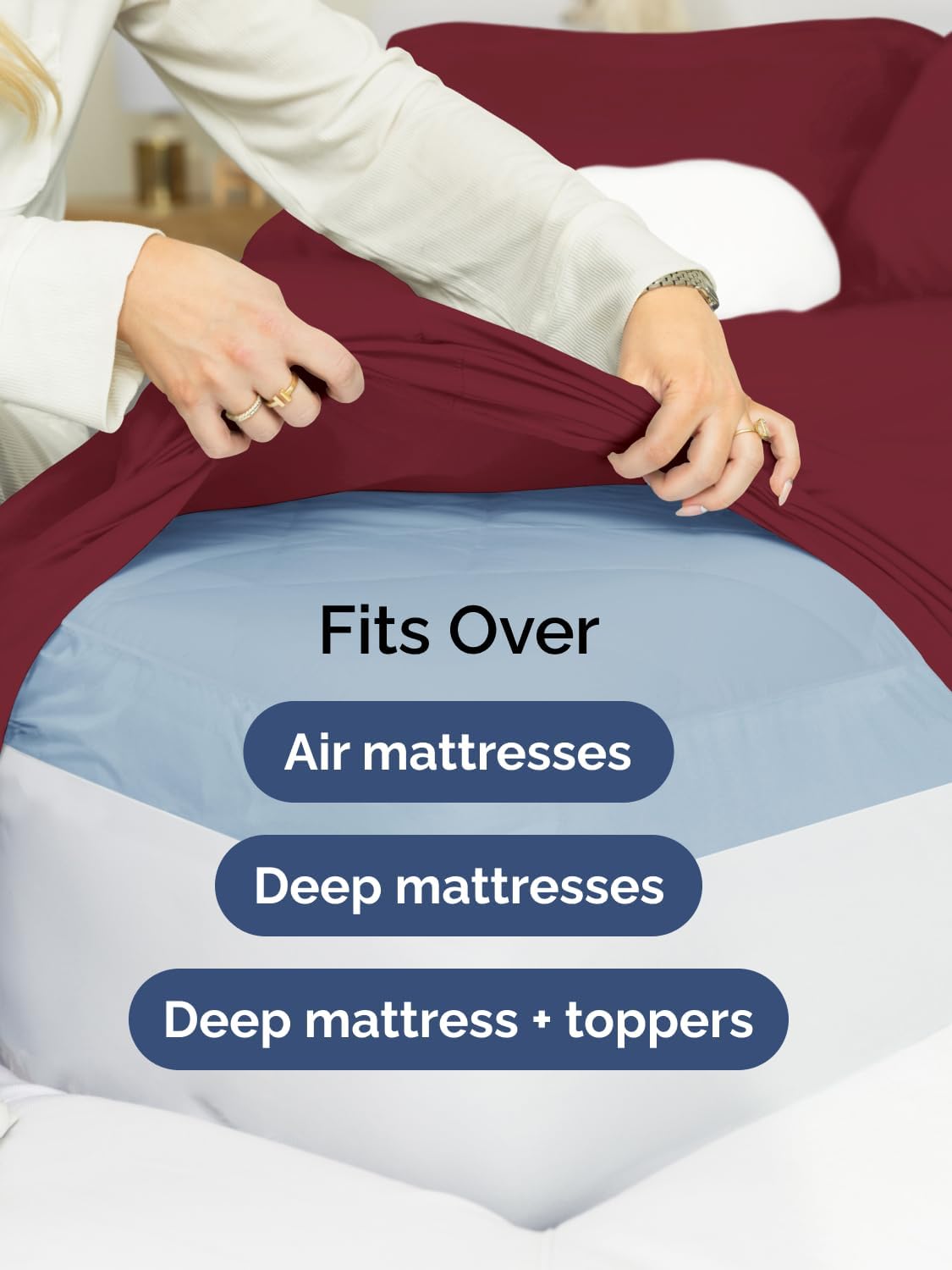 Skiennix Extra Deep Cal King Sheet Set - 6-Piece Breathable Cooling Bedding - Soft, Wrinkle-Free Burgundy