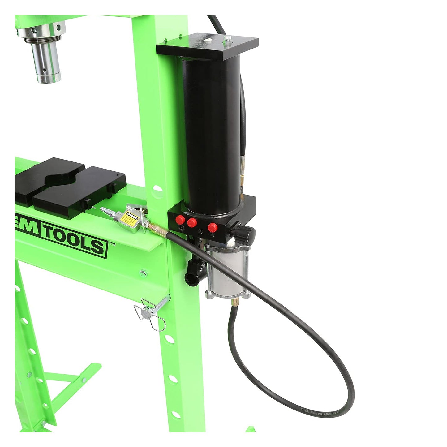 OEMTOOLS 25087 Air Hydraulic Press, 20 Ton Shop Press, Bearing Press and Metal Pressing, Dual-Speed Pump Floor Shop Press, Adjustable 20 Ton Press Head