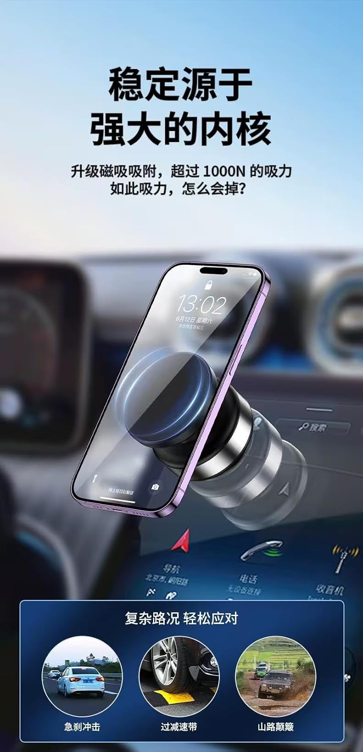 Boxgear 15W 360 N52 1) for MagSafe Wireless Charger Car Mount, Adjustable Magnetic Suction Phone Mount, Vacuum Phone