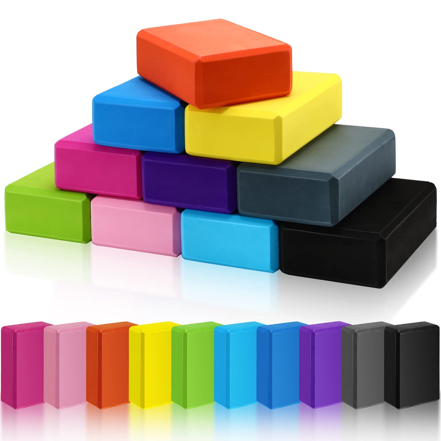 10 Pcs Foam EVA Yoga Blocks Lightweight Yoga Bricks Non Slip Supportive Foam Blocks Yoga Prop Accessories for Yoga, Pilates, Stretching and Meditation, Women Men Yogi Yoga Beginners (Mixed Colors)