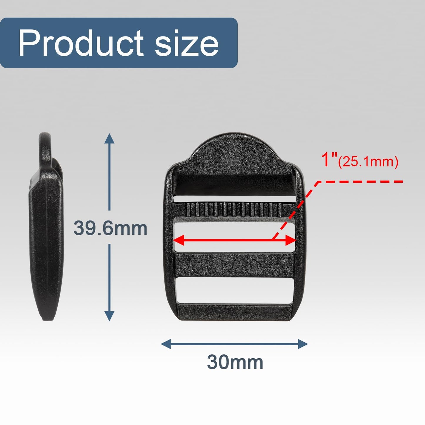 CooBigo 12 Pack Plastic Ladder Lock Buckles, 1" Ladder Slider Buckle for Backpack Strap Nylon Webbing Clip Replacement, Outdoor Camping Gear Sleeping Bag Tent Tie Down Strap Accessories (Black)