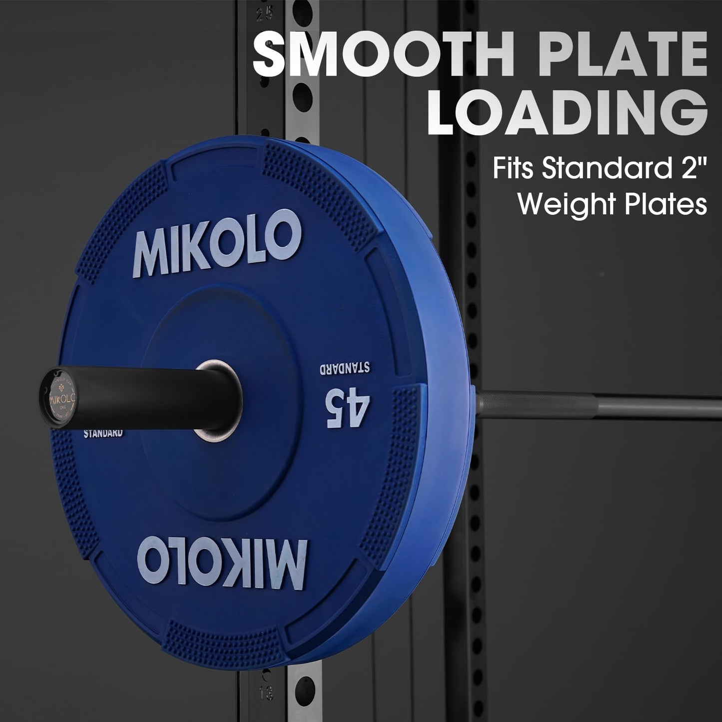 Mikolo 7ft Olympic Barbell, Barbell for Weightlifting and Powerlifting 45lb, Olympic Bar for 1500lbs Capacity, Weight Bar Fit 2” Standard Weights (6ft,Balck)