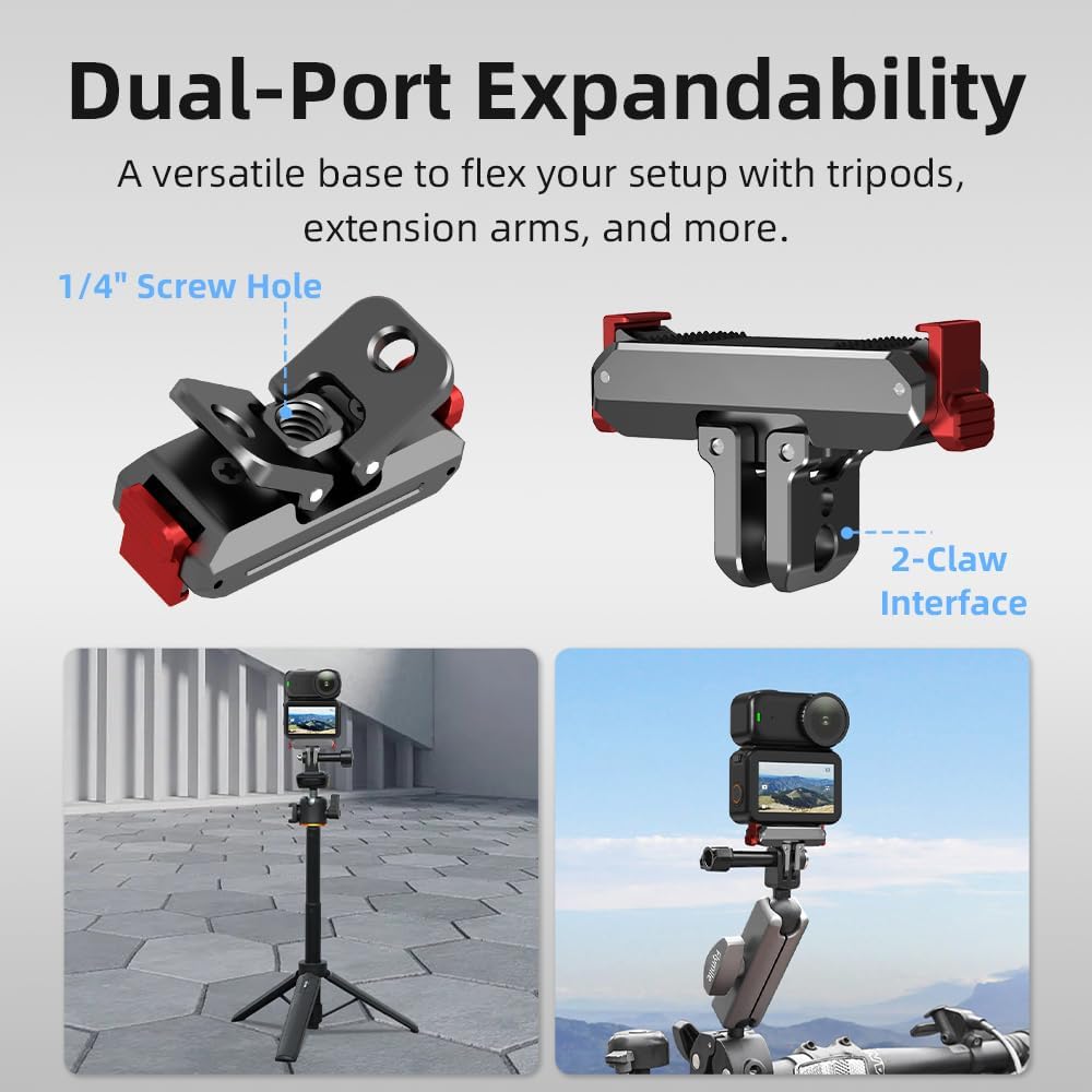 DFTIM 6 1/4" Action Adapter Mount, Aluminum Alloy Quick Release Magnetic for DJI Osmo Nano, Foldable Magnetic Expansion