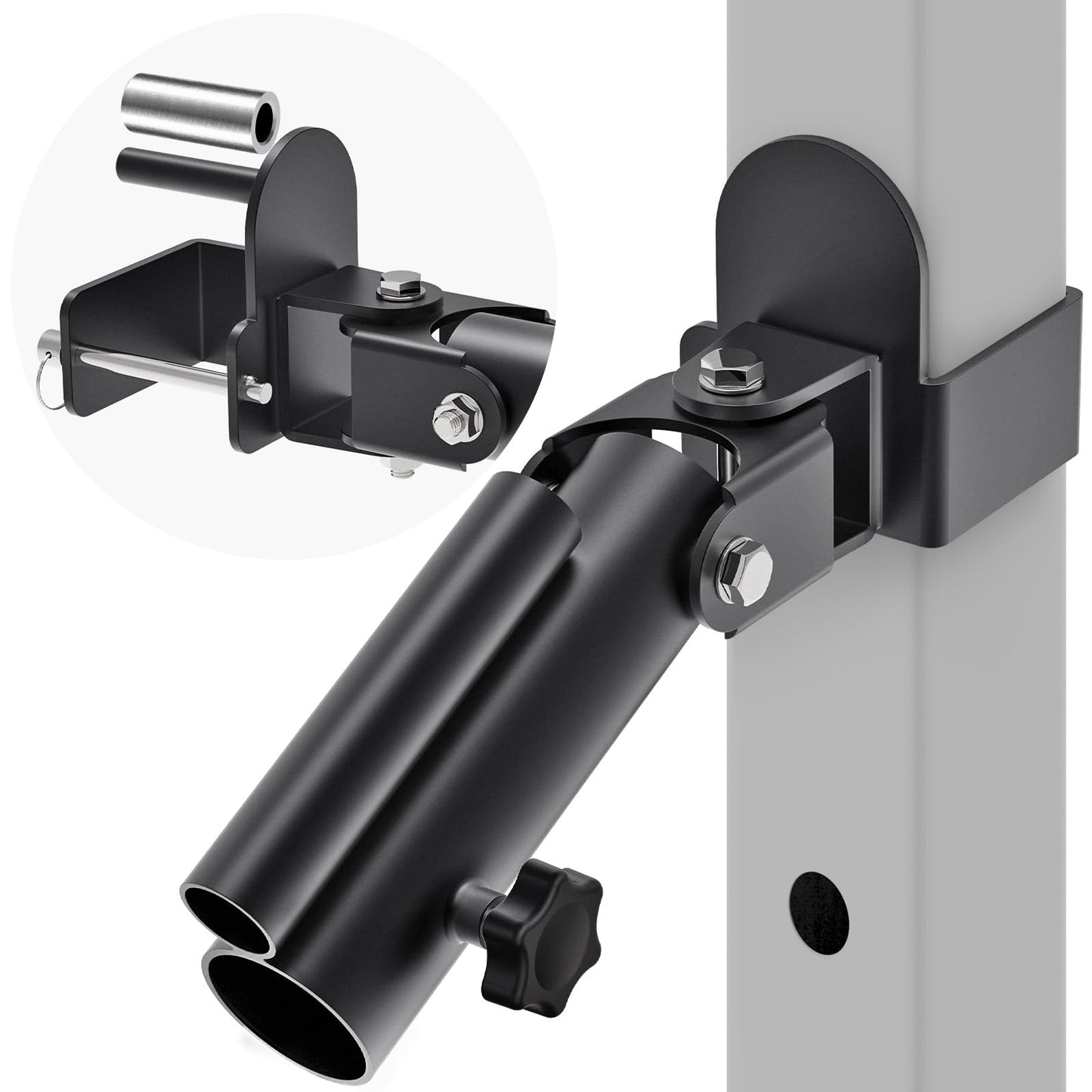 SELEWARE T Bar Row Landmine Attachment for 3" x 3" Power Rack with 5/8" or 1" Hole - Versatile Fit for 1" Standard Bar and 2" Olympic Bars, Free Swivel Heavy Duty Structure