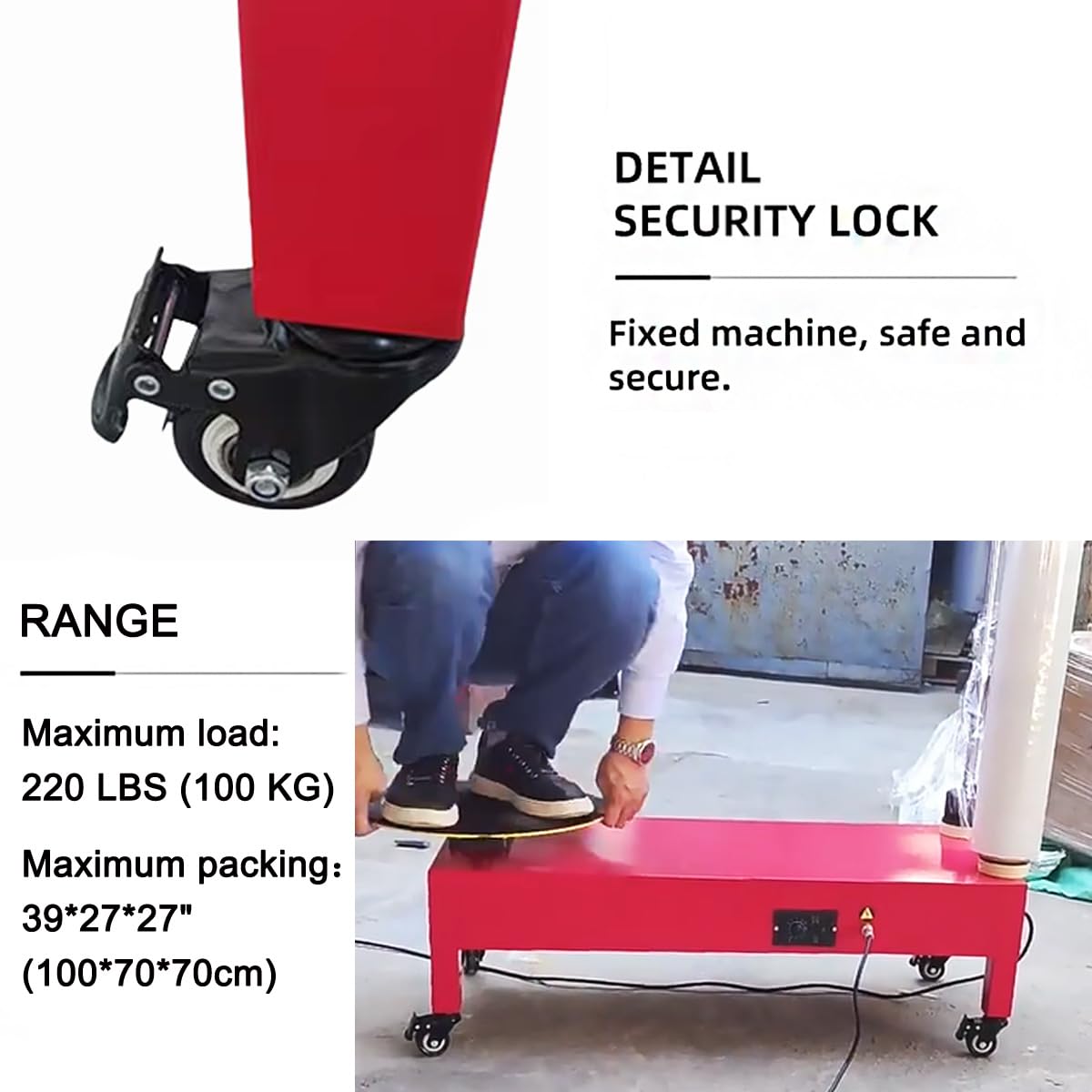 INTBUYING 110V Electric Stretch Film Wrapping Machine Adjustable Speed Wrap-Around Film Baler Double Shaft Dispenser Maximum Speed 30 RPM