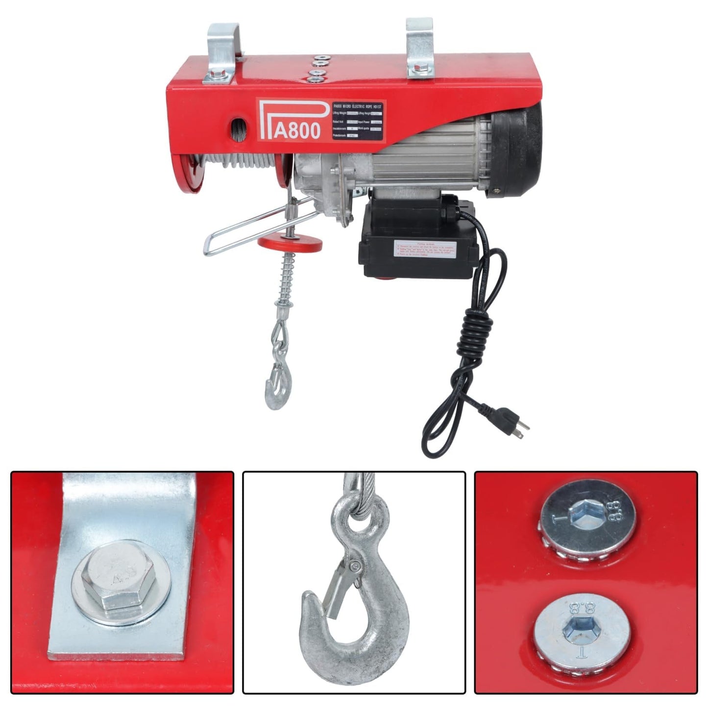 findmall 110V Electric Hoist with 328ft Wireless Remote and Emergency Stop 1760 lbs Capacity 40ft Lift Height for Garage, Warehouse