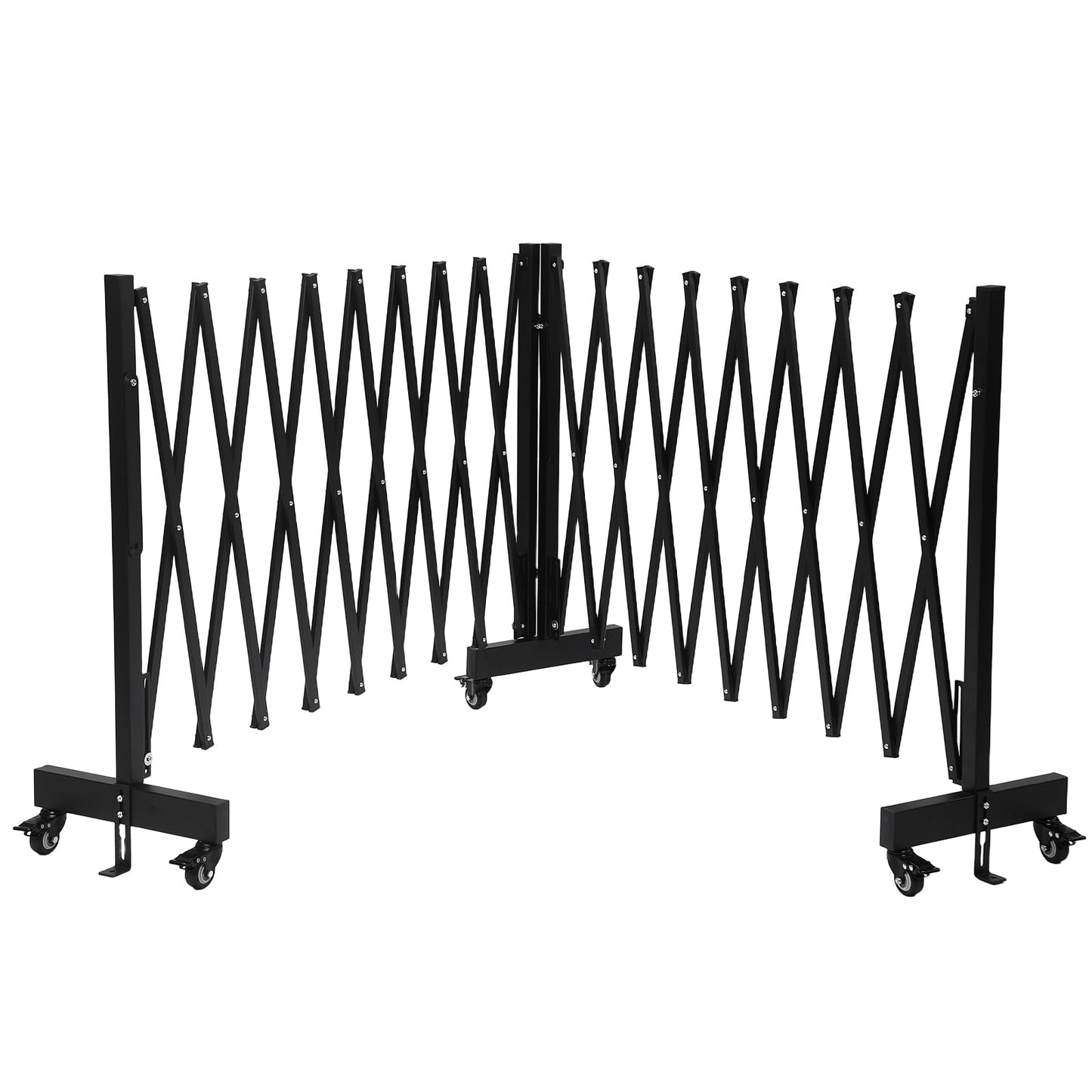 20.5FT Industrial Expandable Barricade, Retractable Metal Safety Gate with Wheels, Adjustable Traffic Fence for Construction Sites, Traffic Control, Warning Lines, Elevators, garages.