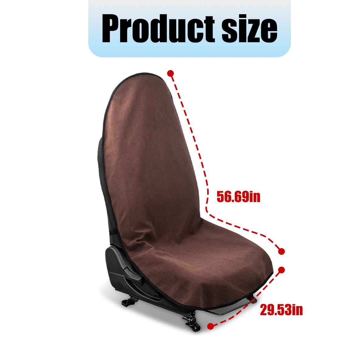 Mandark Waterproof Towel Car Seat Cover, Sweatproof Non Slip Bucket Carseat, Machine Washable Vehicle Bucket Frontseat Protector Accessories, Universal for SUV, Sedan, Truck(Brown)