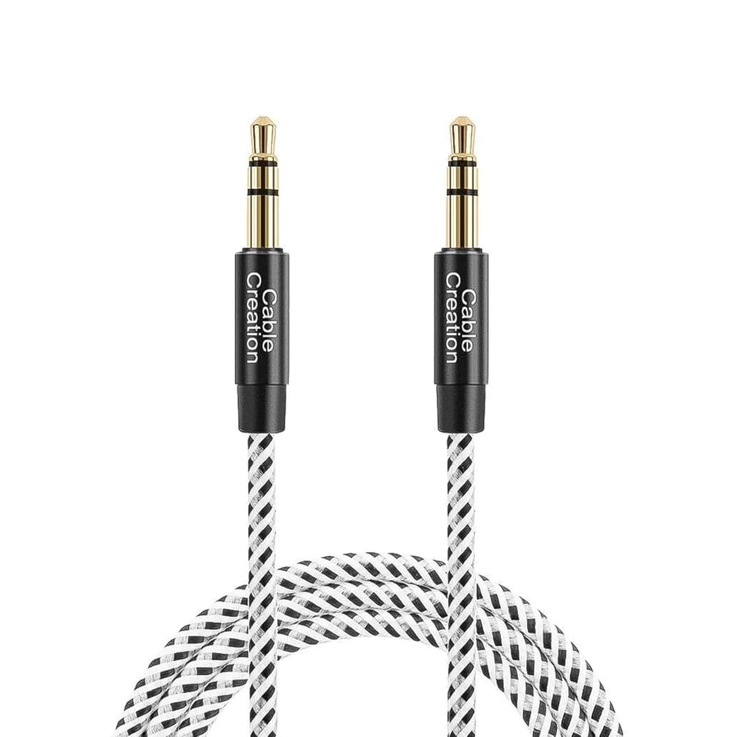 3.5mm 0.45meter(18inches), 1/8 CableCreation Aux Cable Short Male to Male Audio Auxiliary Cord Braided Hi-Fi Sound