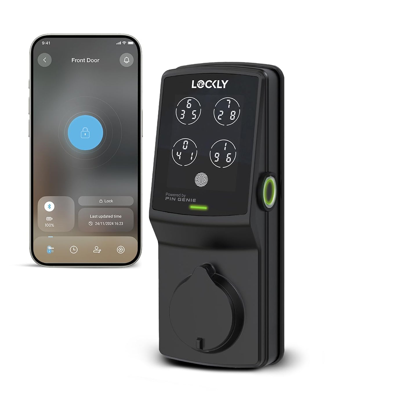 Lockly Secure Plus, Keyless Entry Door Lock, Smart Locks for Front Door, Smart Lock Deadbolt, PIN Genie® Keypad, 3D Biometric Fingerprint Sensor, Auto Lock Smart Door Lock