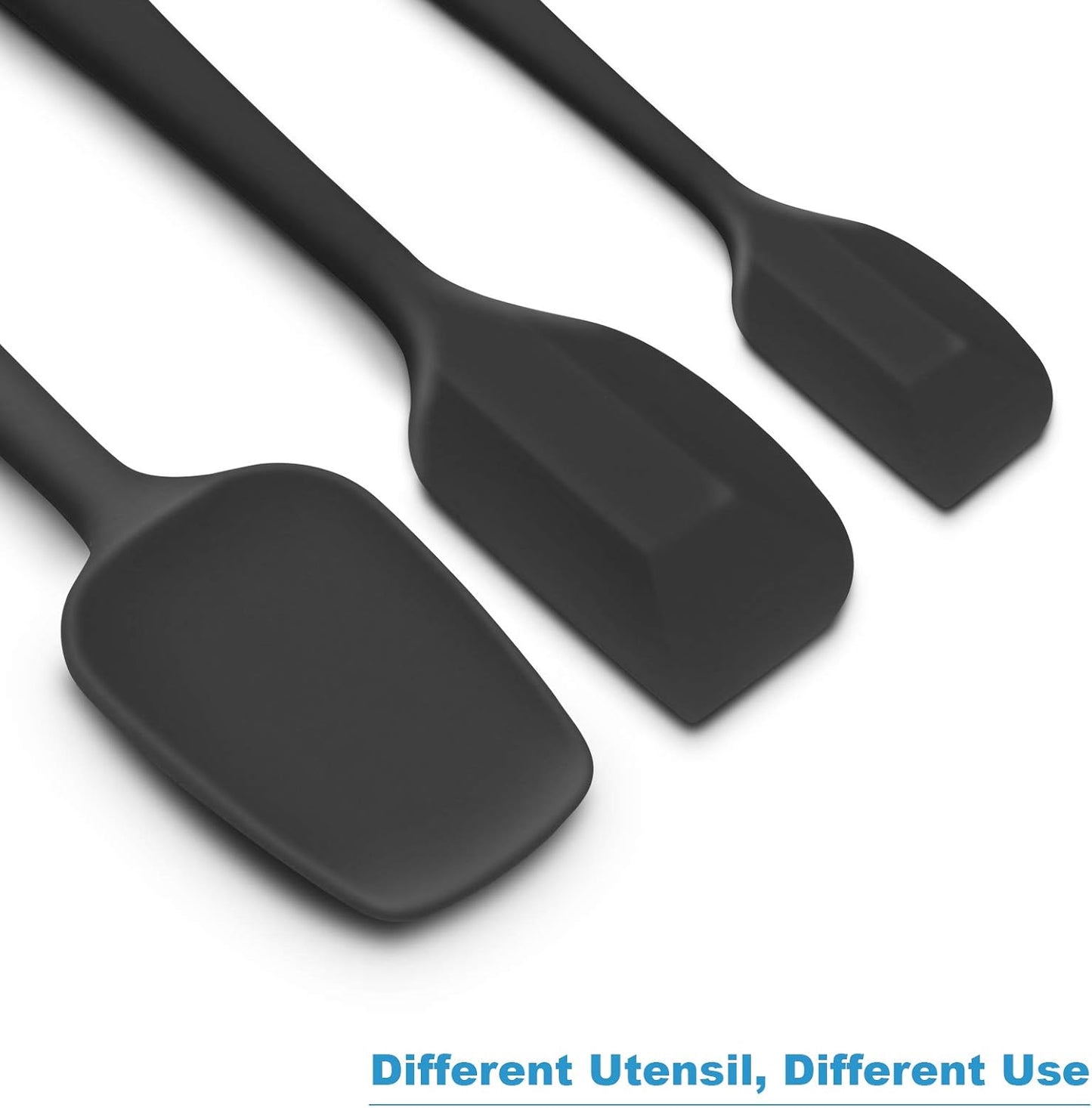Skiennix Silicone Spatula Set - Ergonomic High Heat-Resistant Design | 3-Piece Non-Stick Black Spatulas
