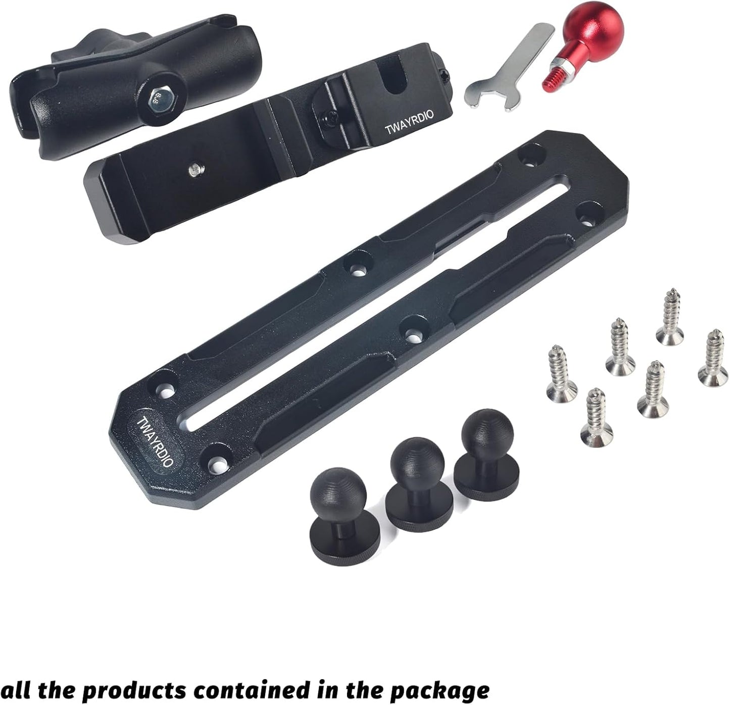 TWAYRDIO 3pcs 1" Dash Track Mount with Track Ball Compatible with RAM Mounts Double Socket Arm for Phones, Small