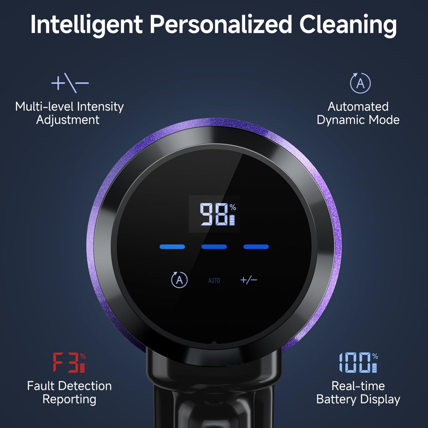 Cordless Vacuum Cleaner, 550W/50Kpa/70Mins Cordless Vacuum Cleaners for Home with Smart Auto Mode/LED Touch Display, Self-Standing Stick Vacuum Rechargeable, Vacuum Cleaner for Pet Hair/Carpet/Floors
