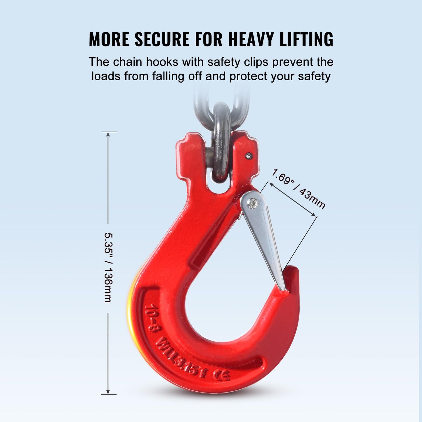 VEVOR Chain Sling, 3/8 inch x 6 ft Lifting Chains with Hooks, G80 Engine Chain Hoist Lifts, 11000 lbs/5 Ton Lifting Sling Chains for Engine Hoist, Engine Lift Chain with 2 Leg Grab Hooks and Adjusters