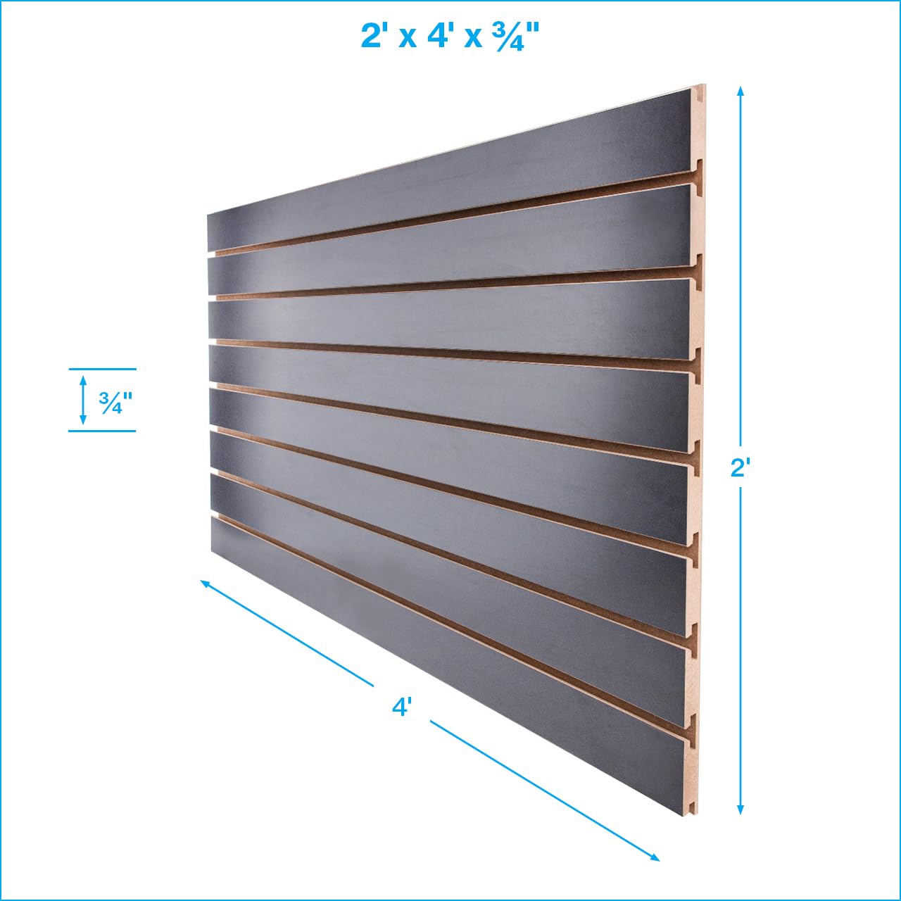 SSWBasics 4 ft x 2 ft Horizontal Black Slatwall Panels for Wall (24"H x 48"L) - Pack of 2 - Garage Wall Organizer Panels and Craft Storage Organization Slatwall Panel