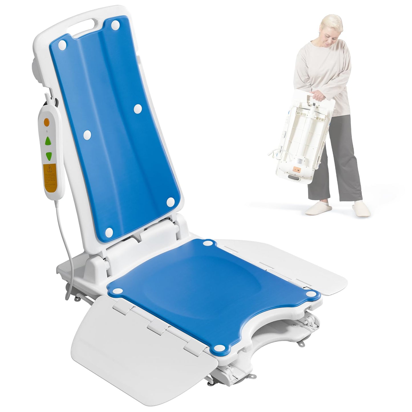 VOCIC Lightweight Electric Chair Lift, Lift Elderly from Floor, Remote Control Floor Lift, Fall Assist Devices, Item Weight 23 LBS, Support Up to 300 LBS, Waterproof Suction Cups, AX07