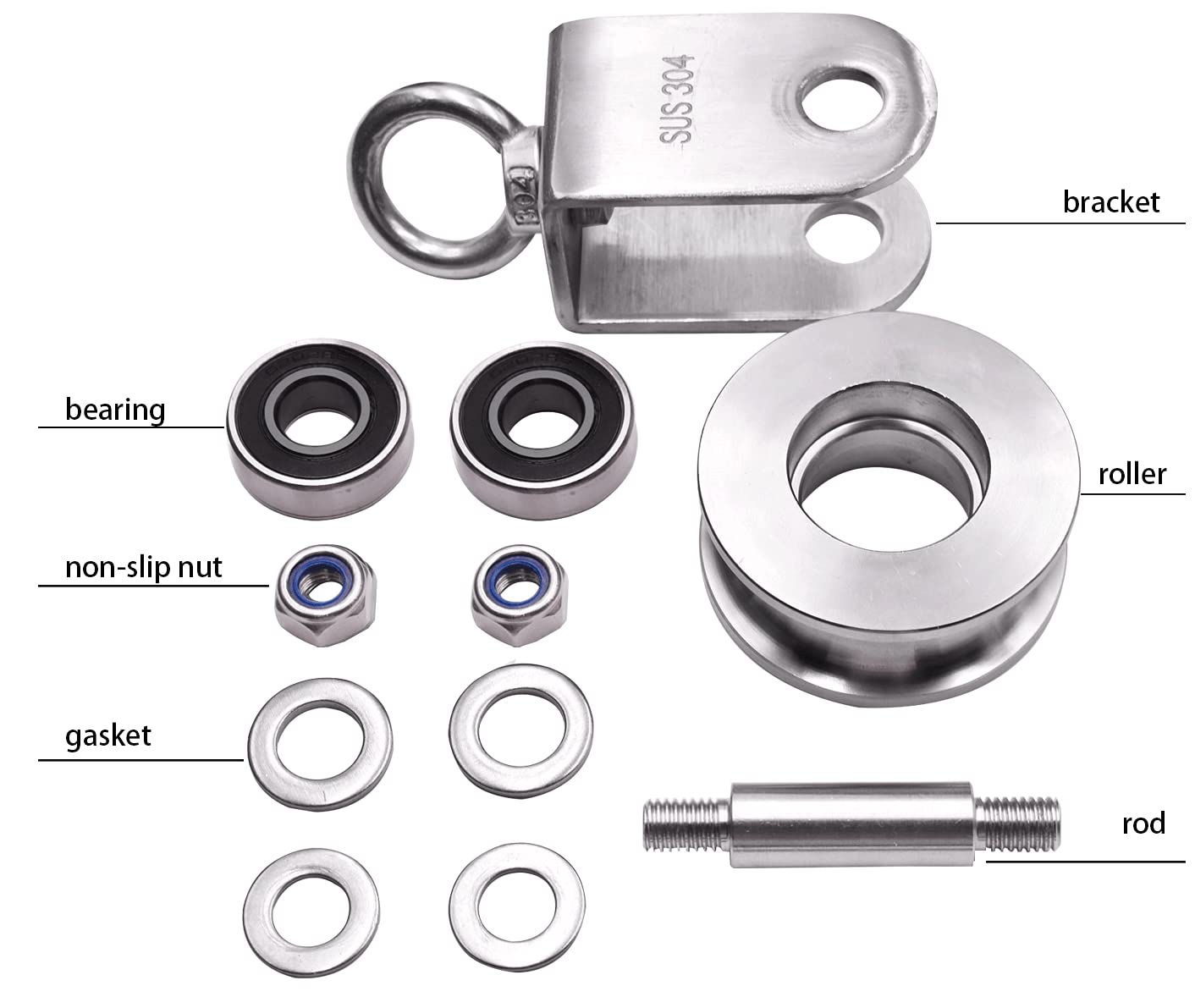 SHINICO Cable Pulley Wheel, Swivel Pulley Block, Stainless Steel, Bearing Inside, Heavy Duty, Loading 1760lb