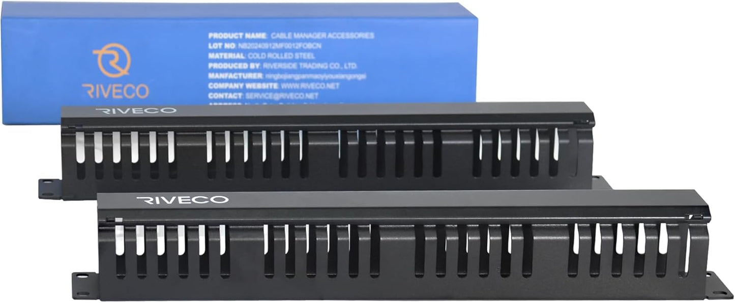 RIVECO 2PCS 1U 19 24 2.8 Inches Cable Management for Racks & Server Cabinets Managing Cord & Wire, Cable Raceway
