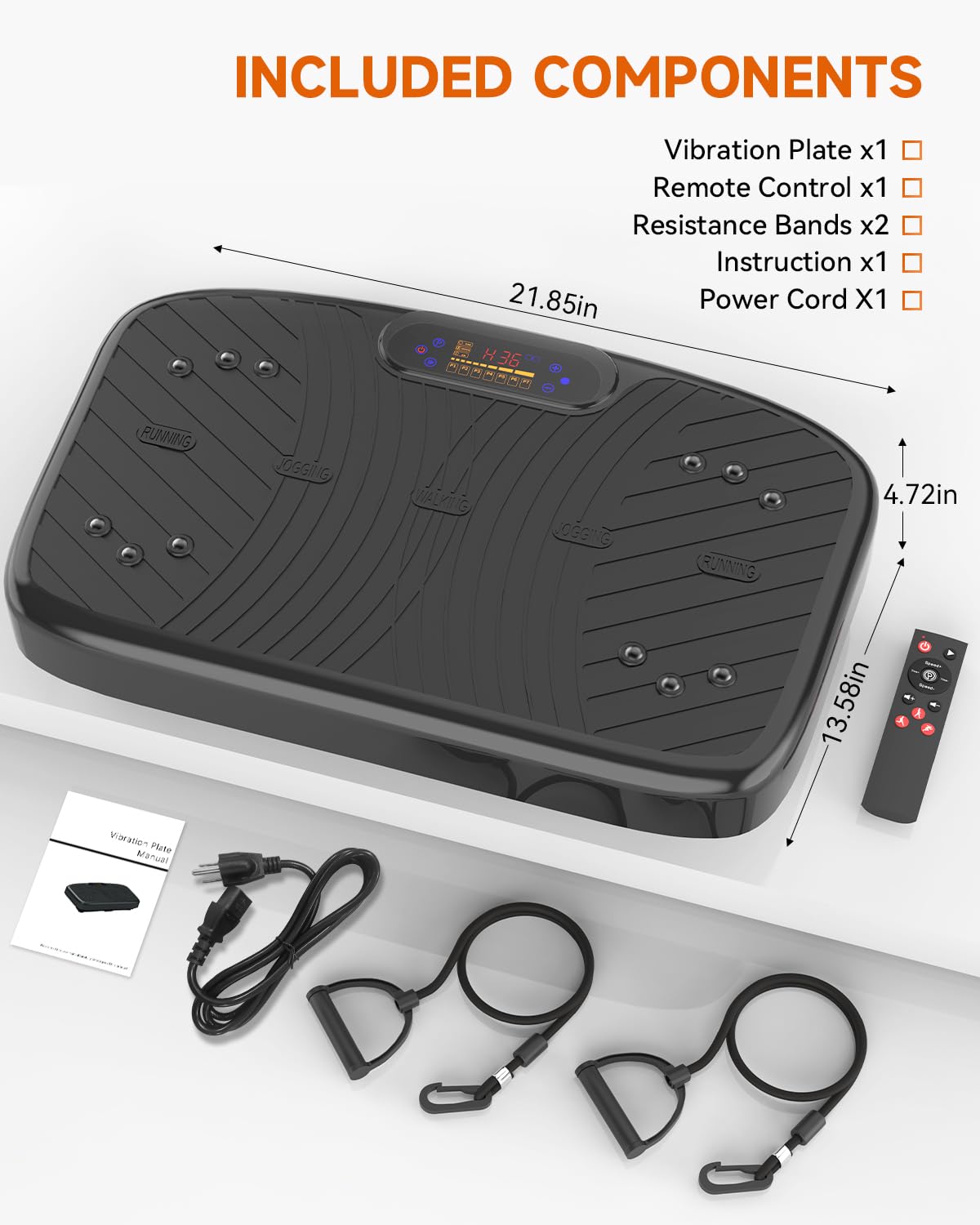 WATEYA Vibration Plate Exercise Machine, Vibrating Platform for Lymphatic Drainage with 200 Adjustable Speeds, Power Vibration Plate for Weight Loss & Fitness, Supports Max Weight 450 Lbs (Black)