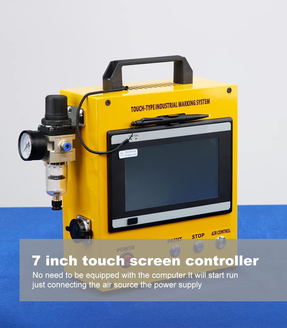 US Stock Pneumatic Dot Peen Marking Machine Metal Engraving Machine Pneumatic Marking Machine Marking Field 120×50mm for Letters, Serial Numbers, VIN Code, Chassis Number, Date, Graphics,etc.
