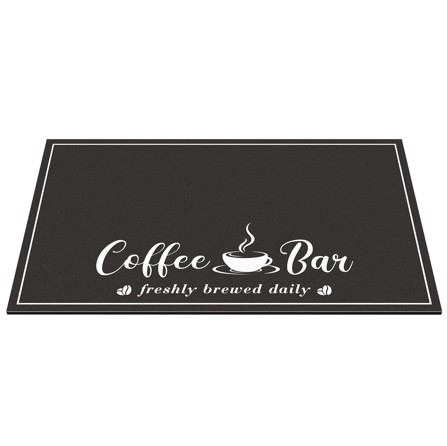 CooRug Absorbent Coffee Mat, Fashion Dish Drying Mat for Kitchen Counter Coffee Bar Accessories Espresso Machine Dish Rack 16" x 24" Black