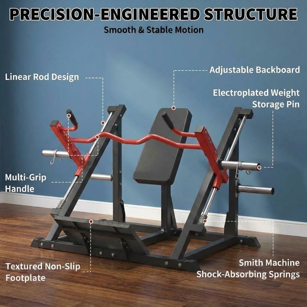 Linear Row Machine for Home Gym, Back Row Machine with Linear Bearing - Plate Loaded Seated Row Machine Protects Lower Back,Back & LAT Training Equipment, Gym Equipment for Small Spaces(NO Weights)