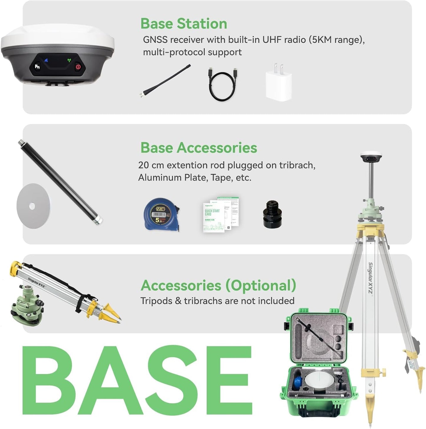 E1 Lite RTK Base Station, High Accuracy GNSS GPS Receiver for Surveying, Drone Mapping & RTK Rover, FCC Certified, Compatible with Third-Party GNSS RTK Receivers (Exclude Tripod)