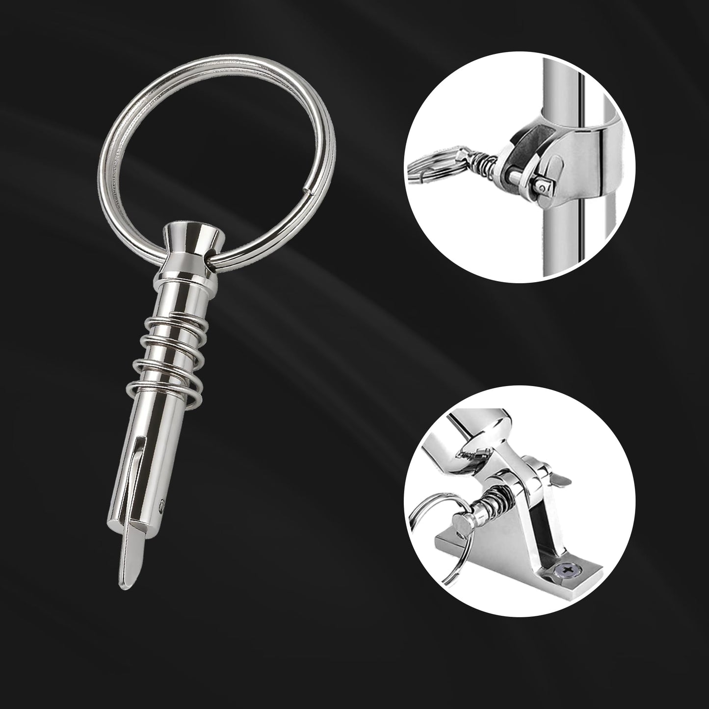 Laorde Bimini Top Quick Release Pins 1/4 inch Diameter with Drop Cam and Spring, Usable Length 0.9 inch, Full 316 Stainless Steel, Marine Hardware (4 PCS)
