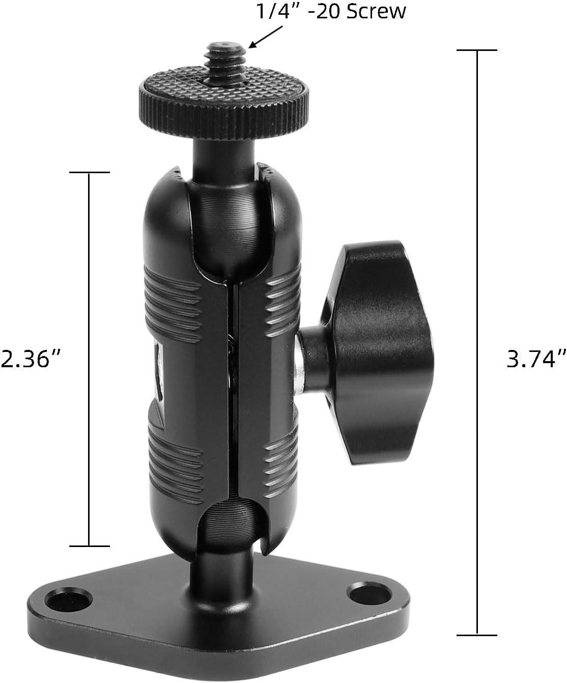 xik 1/4"-20 360 Metal Mount with Drill Plate Base for Monitors, Action CameraCCTV Cameras, Camcorders, Rotation