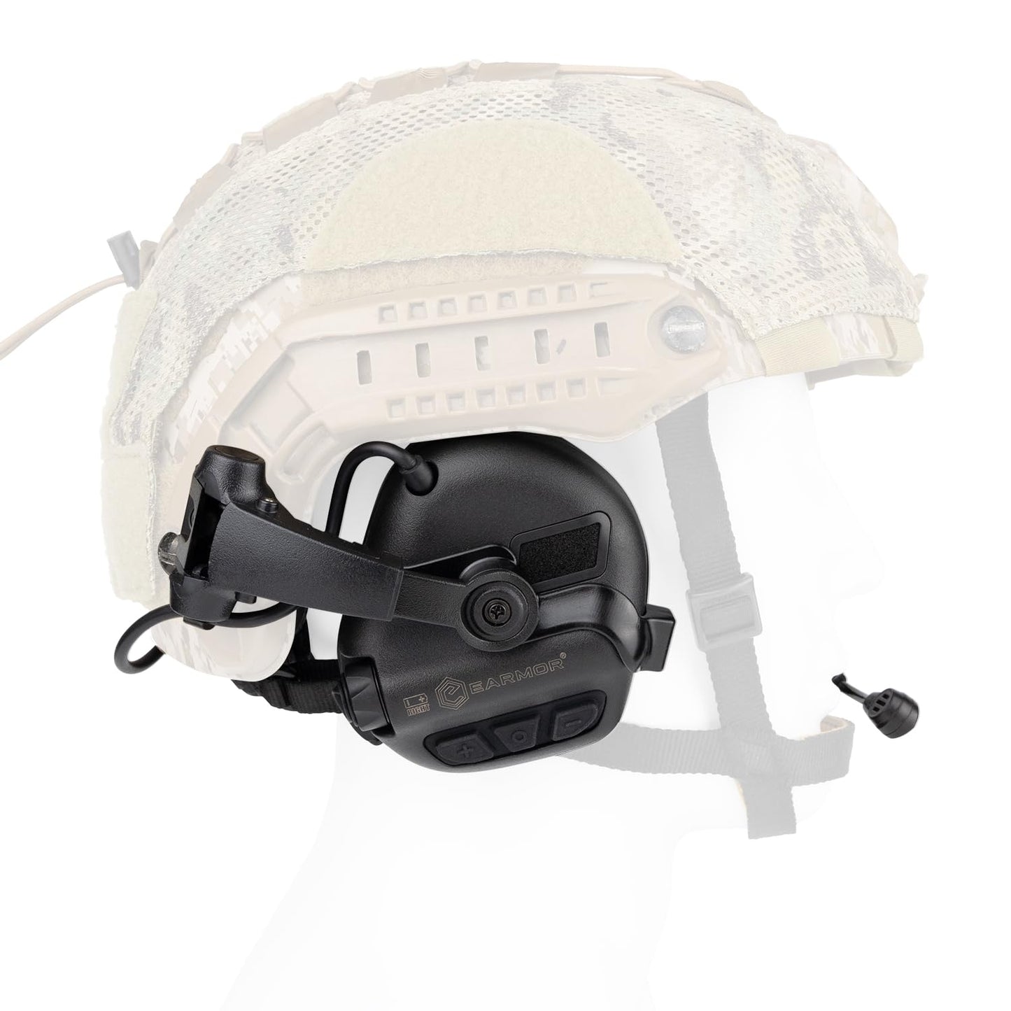 OPSMEN Upgrade EARMOR M32X PLUS Military Headset with MIC, Nato TP120 & U-174 Connector and ARC Rail Helmet Adapters, Ear Muffs for Noise Reduction with 5X Sound Amplification