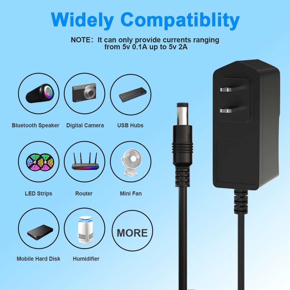 ENGFYADSY 5V 2A 100~240V 5V 2A 5V Power Supply Adapter, AC/DC Charger AC to DC Power Adapter Wall Charger for TV Box