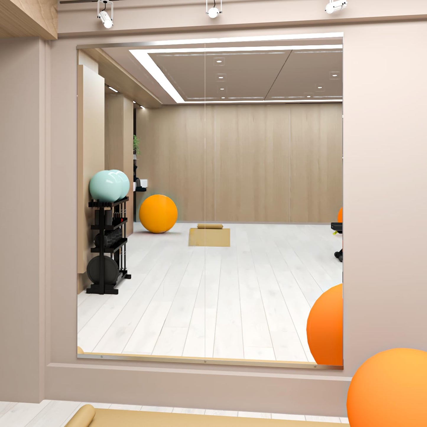 NEUWEABY Home Gym Mirror, 57''X24''-2PCS Large Yoga Mirror, Frameless Full Length Mirrors for Fitness, Tempered Glass, Wall Mounted for Dance Studio, Garage