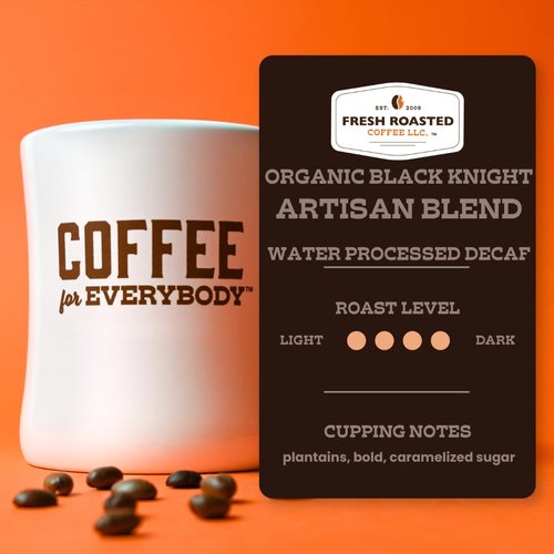 Fresh Roasted Coffee, Organic Black Knight Water-Processed Decaf | USDA Organic, Kosher | Dark Roast 12 oz Ground