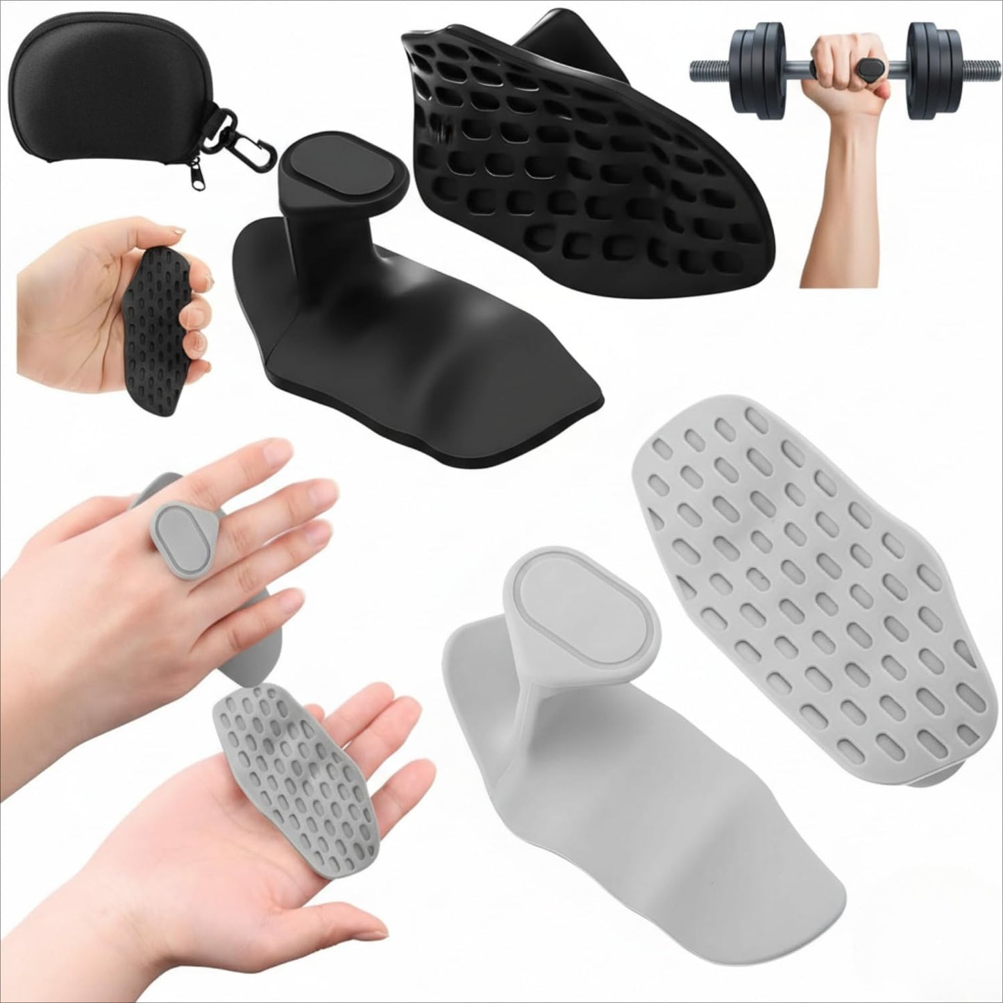 Fiitole 4 Pcs Anti-Slip Workout Grips for Men and Women,Rubber Gym Grips,Hand Grips,Weight Lifting Grips,Ergonomic Rubber Hand Protector Gloves,for Weights Training