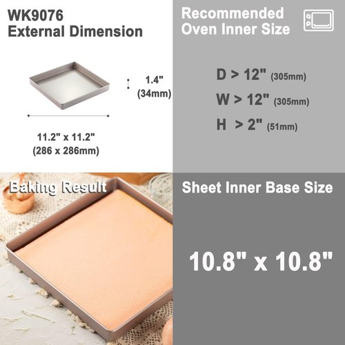 CHEFMADE Non-Stick 11-Inch Baking Sheet Pan - Dishwasher Safe Square Bakeware for Roasting & Pastries | Champagne Gold