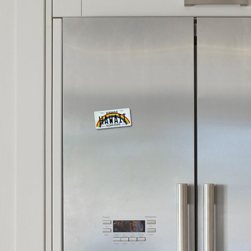 Mini Hawaii License Plate Fridge Magnet, Small Collectible Souvenir, 3.5 x 1.75 Inches