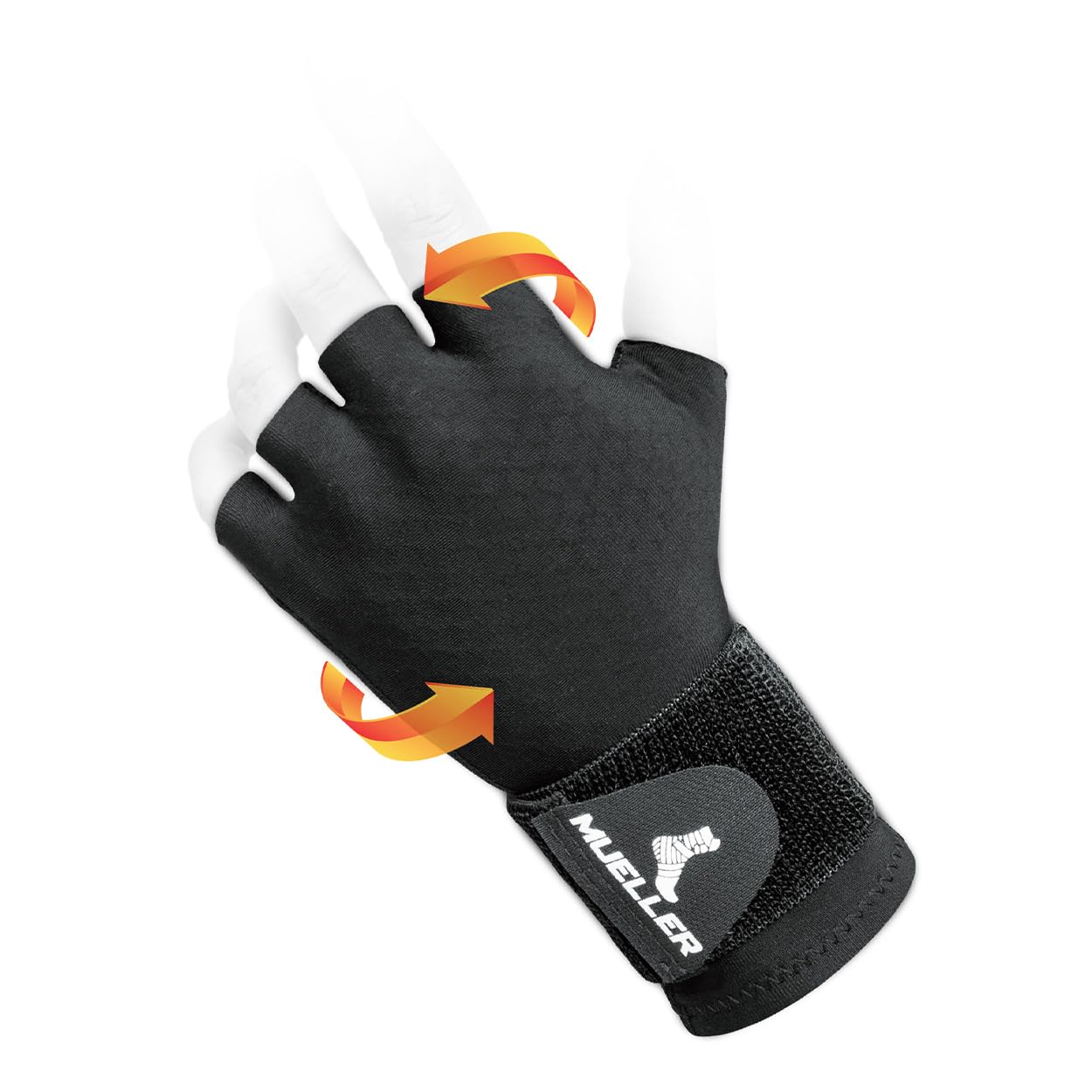 Mueller Sports Medicine Compression Glove for Men and Women, Hand & Wrist Pain Relief Support, Ideal for Carpal Tunnel, Arthritis, Fits Right or Left, Black, One Size