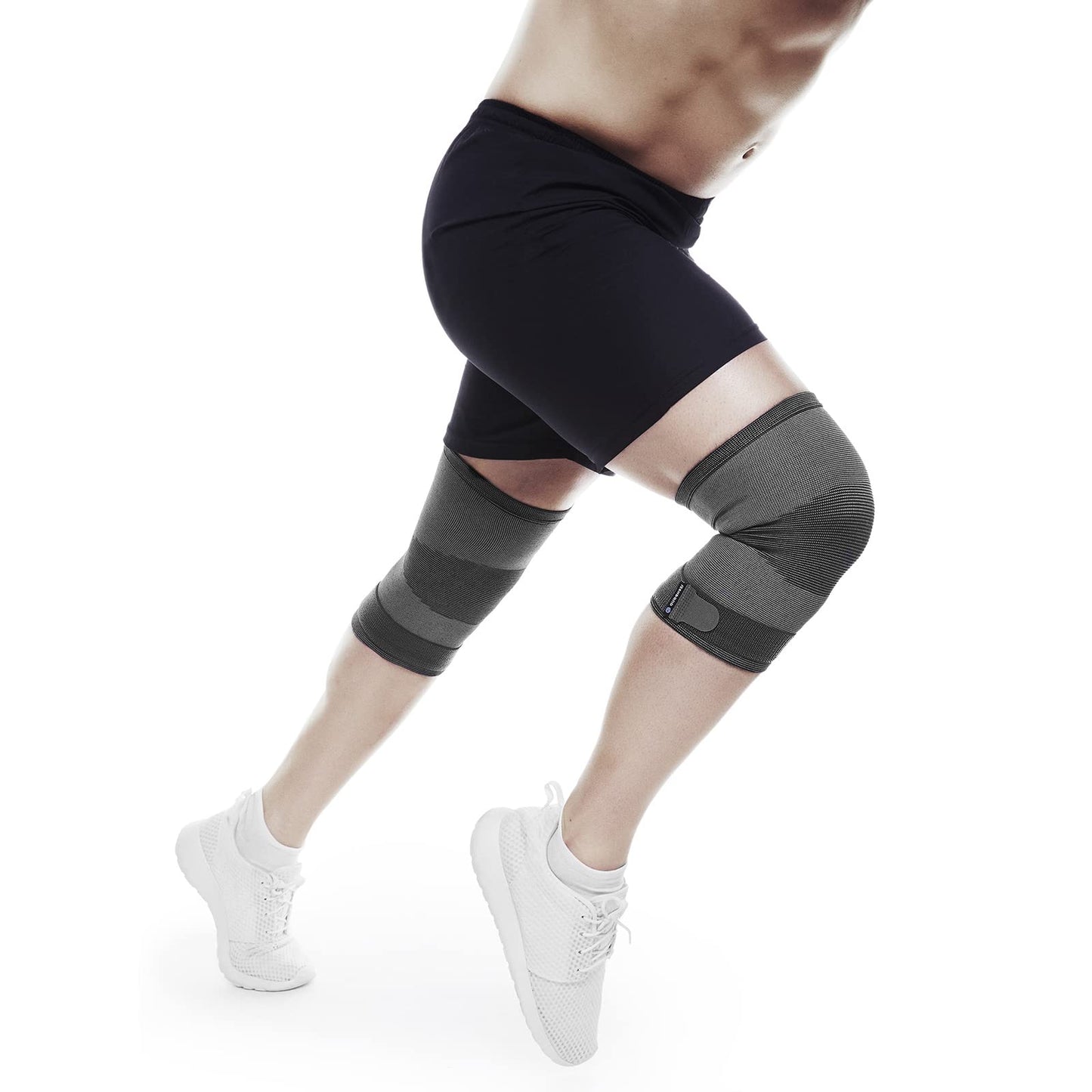 Rehband Compression knee sleeve, elastic knee brace for sports & daily wear, knee support for pain relief, meniscus, ACL & arthritis, breathable & anti-slip, Colour:Grey, Size:Small