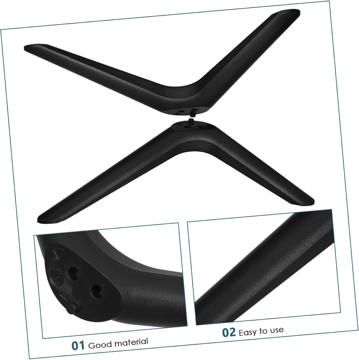 Tv Stand Base with Adjustable Plastic Legs Double Hole Design for Tabletop Tvs Easy Installation Robust Stability