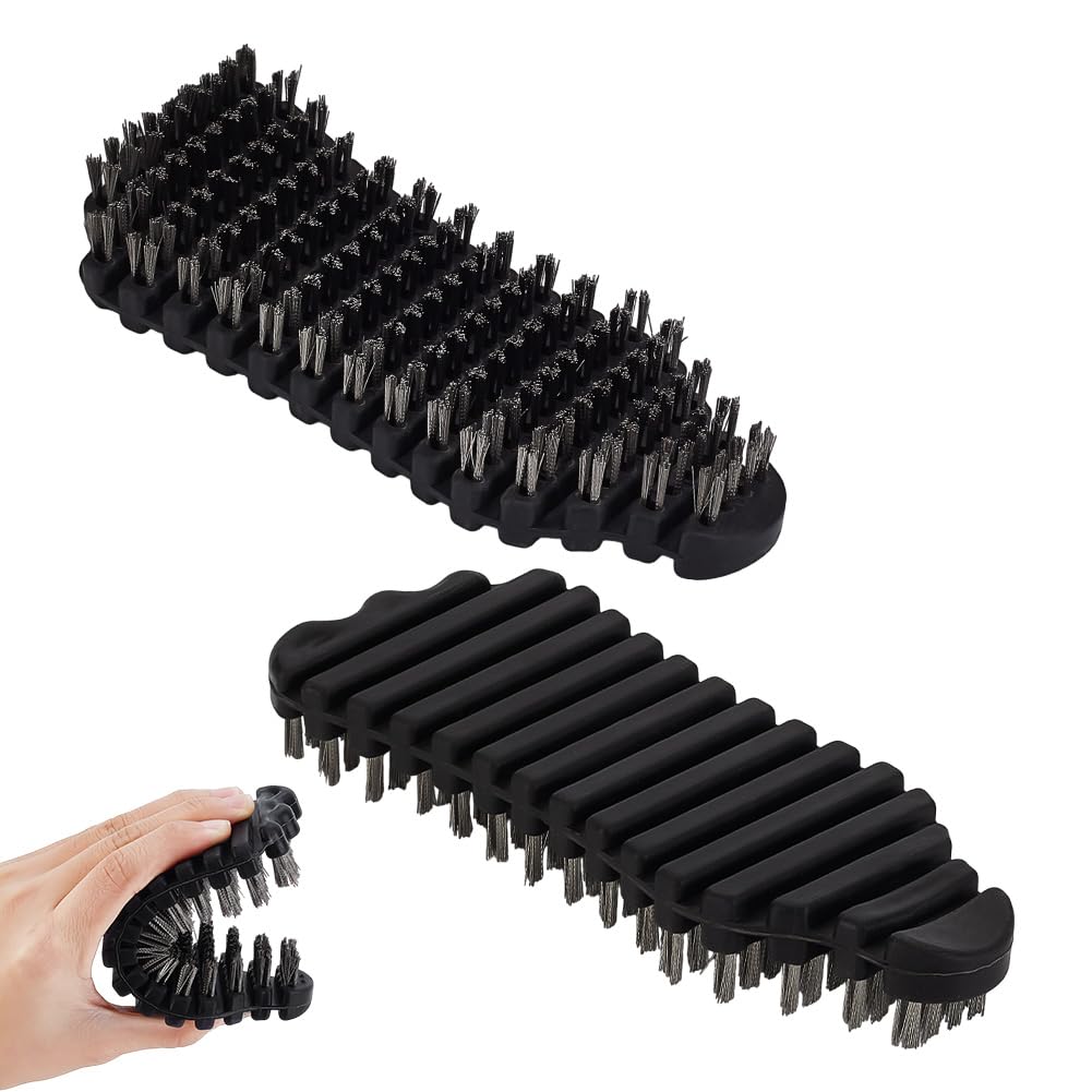 AHANDMAKER 2 pcs Barbell Brush for Cleaning Bars, Flexible Cleaner Metal Brush Barbell Cleaning Brush Scrubber Barbell Care Kit for Cleaning Training Strength Weighted Bars