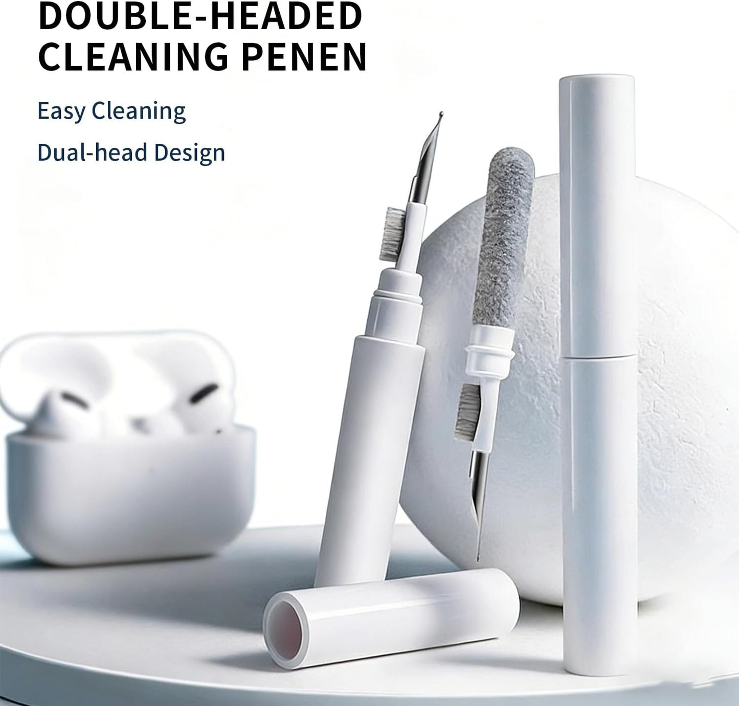 3 1 1 2 3, Headsets in Cleaner Kit for AirPods Pro Multi-Function Cleaning Pen with Soft Brush & Flocking Sponge