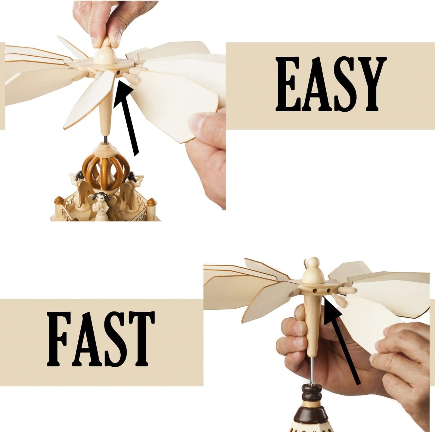 Skiennix 12-Pc Replacement Fan Blades Kit - Perfect for German Christmas Pyramid Carousels & Windmills